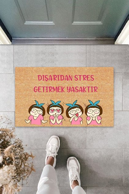 Non-Slip Base Digital Pink Sitres Bringing Prohibited Decorative Door Mat