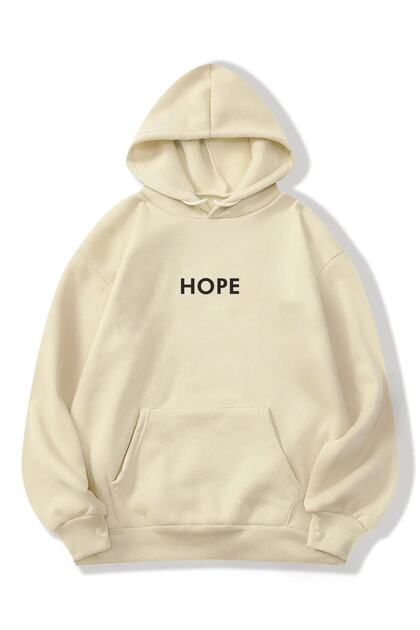 Women's Hope Printed Beige Oversize Hooded Sweatshirt