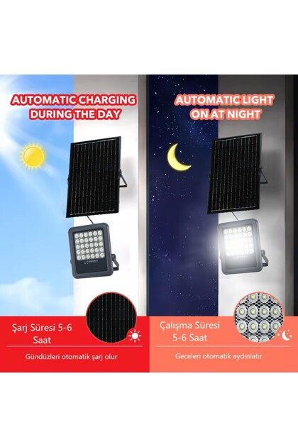Helios 100 W Kumandalı Güneş Enerjili Solar Led Projektör - Beyaz