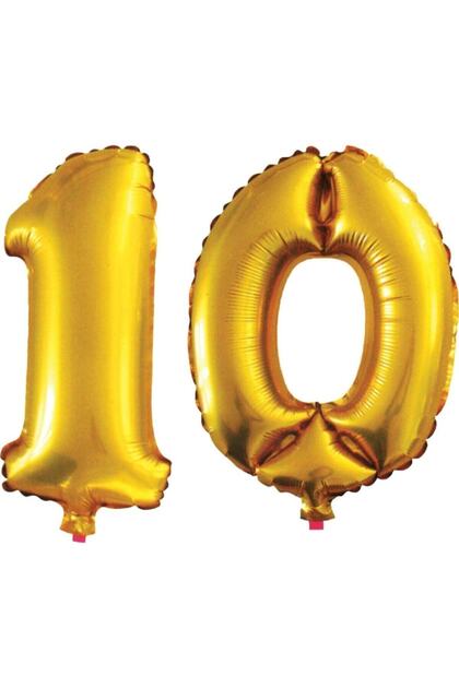 10 Year Old Number Foil Balloon Gold 90 Cm