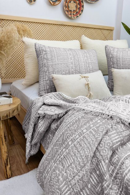 Aztec Pattern 4 Layer Multi Muslin Cotton Single Bedspread 160X240Cm