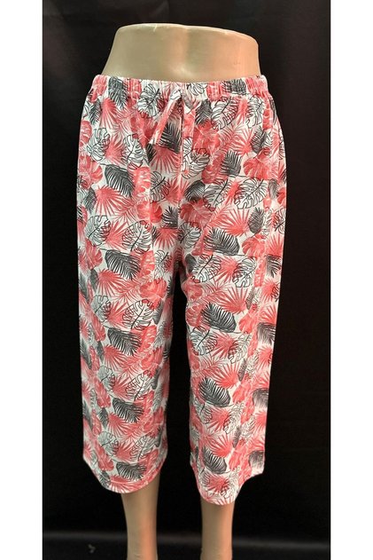 Women's White Patterned Cotton Knee-Length One-Piece Pajama Bottoms