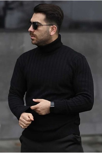 Men's Black Turtleneck Sweater