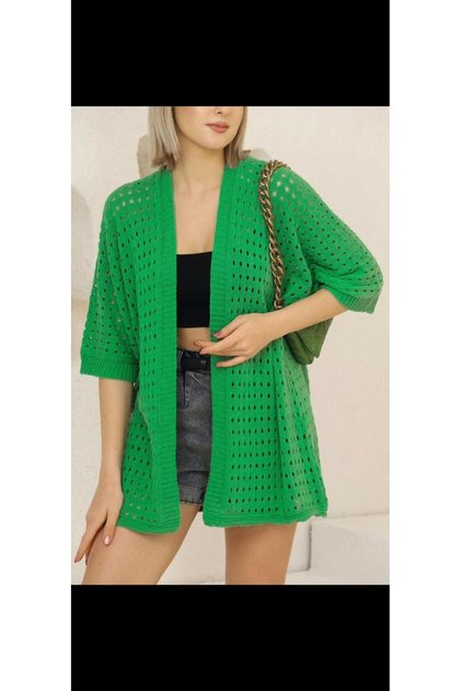 Knitwear Cardigan Perforated Buttonless Knitwear Cardigan Free Size Cardigan