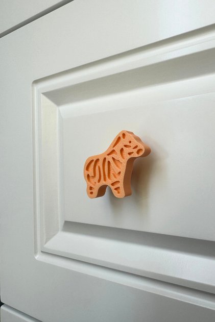 Orange Zebra Cabinet Handle - Cute Furniture Handle for Kids Room, Kitchen and Bathroom, Handled