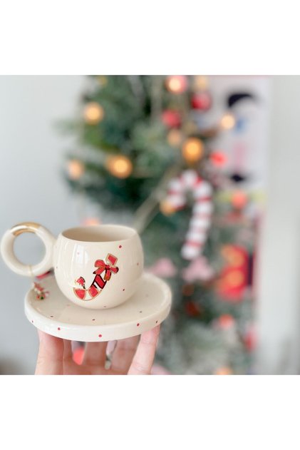 Handmade 24k Gold Gilded Double New Year Turkish Coffee Cup