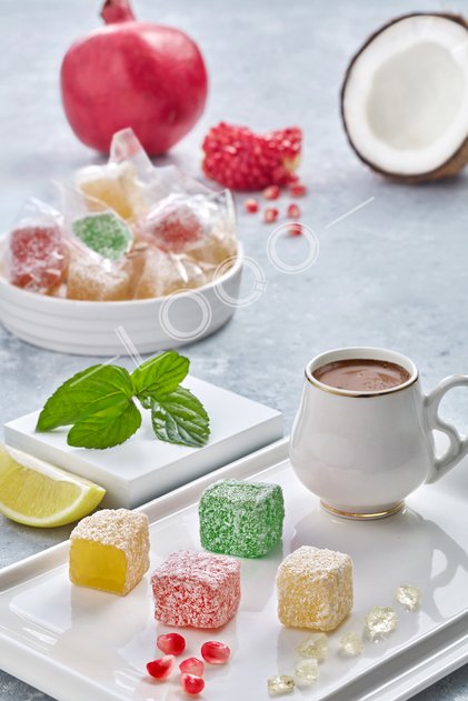Mixed Fruit Flavored Coconut Coated Turkish Delight 500 Gr (Packaged Individually) 1017