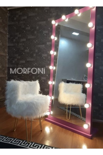 Peluş Puf Berjer Beyaz Kumaş - Gold Renk 4 Ayak Mrf-2537