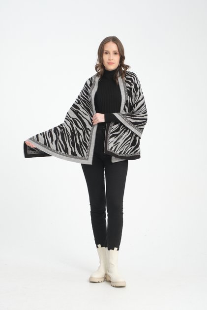 Zebra Patterned Shoulder Shawl, Stylish Comfortable Shoulder Shawl with Zebra Pattern, Knitwear Shoulder Shawl, Women's Shawl, Reversible