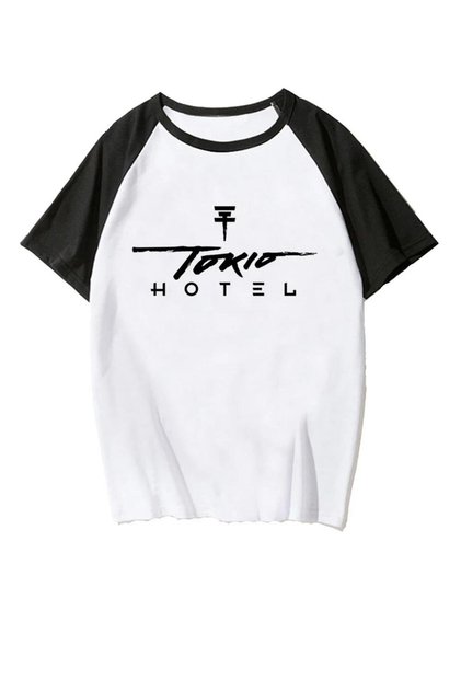 MİNGALONDON Tokio Hotel Beyaz Reglan Kol Oversize T-shirt