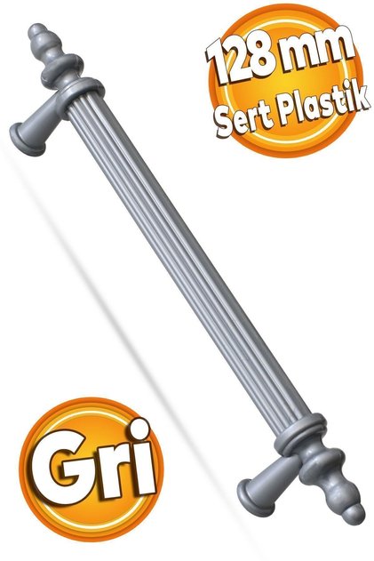 (SERT PLASTİK) Polavit 128 Mm Gri Mobilya Mutfak Çekmece Dolap Dolabı Kapak Kulpu Kulbu Kulpları