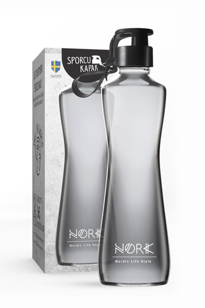 Sporcu Kapaklı Cam Matara 750 ml - Siyah