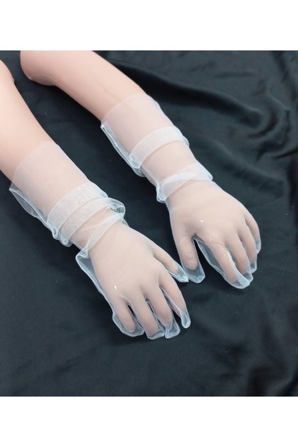 Baby Bella Female Child Long Gauze Gloves White