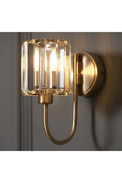 Luxury Modern Kristal Taşlı Duvar Pilli Aplik Kablosuz Aç Kapa Butonlu Tak Çalıştır Eskitme Gold
