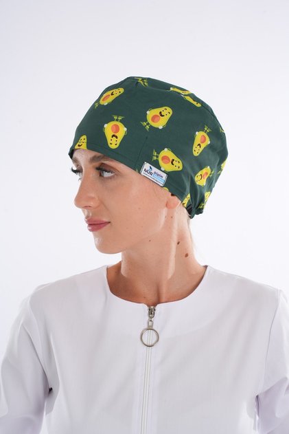 Avokado Desenli Unisex Cerrahi Bone Hemşire Doktor Ameliyat Bonesi