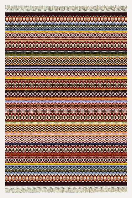 Cotton Kilim 77 Multi-Colored Ethnic Bohemian Style Cotton Base