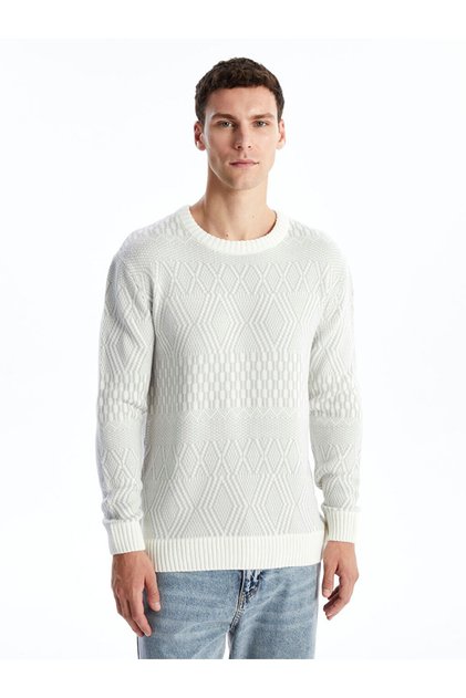 Crew Neck Long Sleeve Men's Knitwear Sweater - W47237Z8