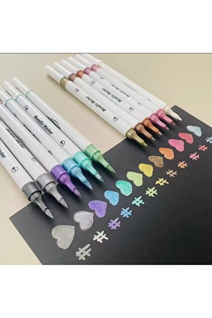 Mandalart Fabric Fırça Uçlu Metalik Akrilik Marker, Profesyonel