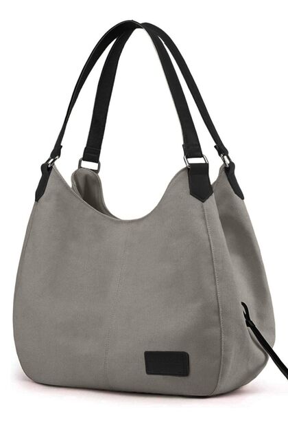 3286 Lonia Women's Light Gray Canvas Cotton Daily Shoulder Hand Tote Bag