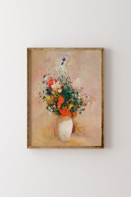 Flower Vase - Wooden Patterned Frame