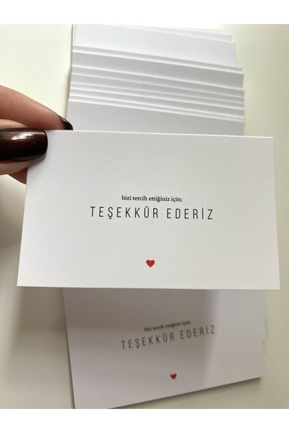 Beyaz Teşekkür Kartı 50 Adet Tek Yön 8x5 Cm Mat