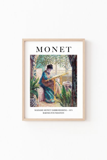 Madam Monet Embroidery - Claude Monet - Wooden Patterned Frame