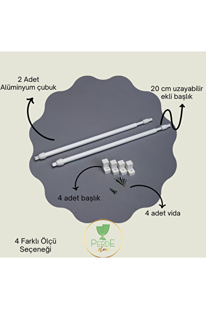 Tijă de frigarui reglabilă 2 buc. țeavă de perdea din aluminiu 4 buc. capete