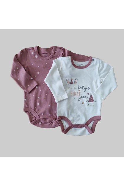 100% Organic 2-Piece Long Sleeve Baby Bodysuit