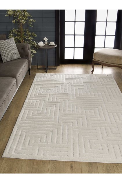 Elit Bukleli Yumuşak Peluş Post Shaggy Çocuk Odası Oturma Odası Salon Mutfak Halısı (634-KREM)