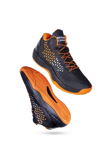 Cosmic Mens Basketball Shoes Streetball Master Breathable Sneakers(Black-Orange,Size: 9)
