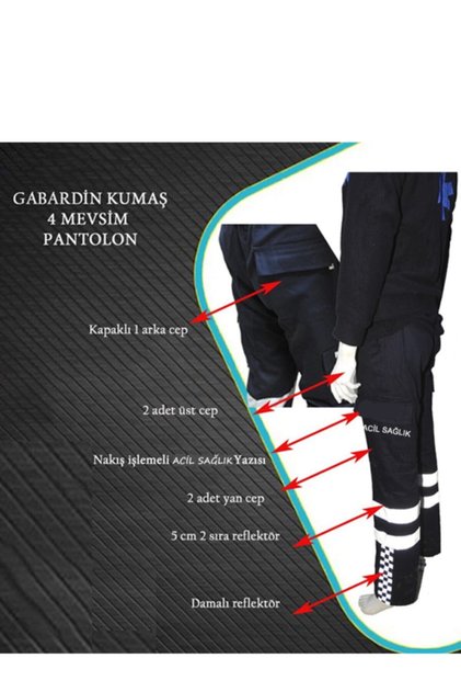 4 Mevsim Acil Sağlık Yazılı Reflektörlü Pantolon