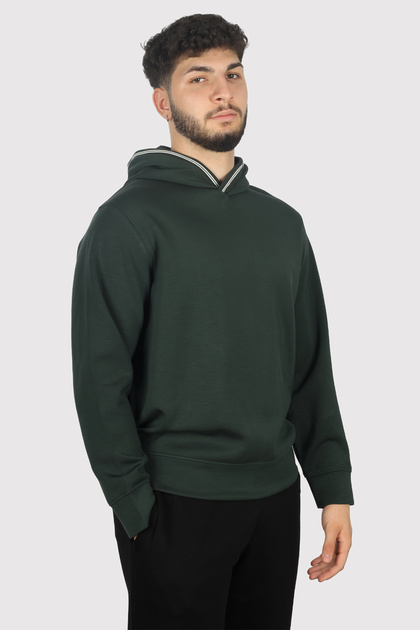 Men's Logo Cotton Hooded Long Sleeve Dark Green Sweatshirt 6D1M99 1Jrrz-0565