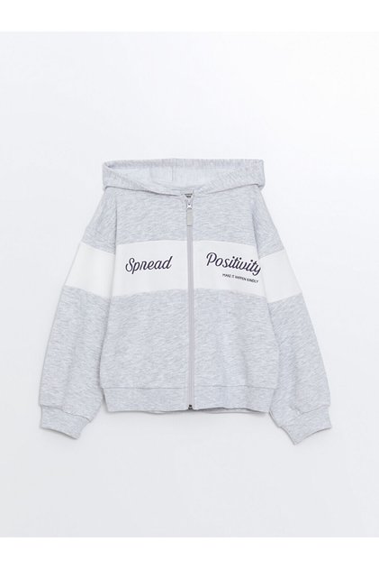 Girl's Hooded Comfortable Zippered Sweatshirt - 3 Thread Fabric