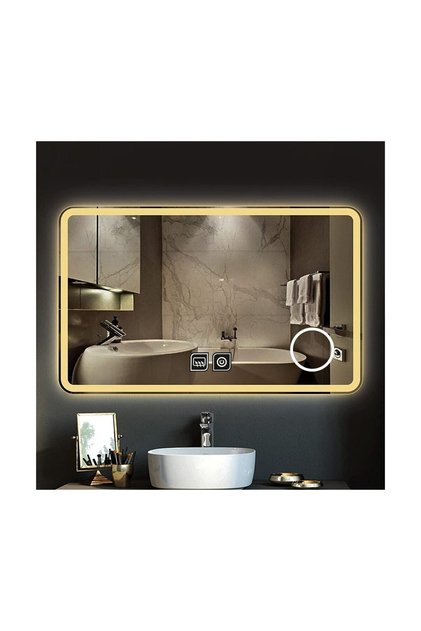 80x120 Cm Buğu Yapmayan Makyaj Aynalı Dokunmatik Günışığı Ledli Dikdörtgen Banyo Aynası