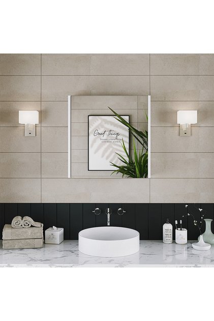 Banos Banyo Ad7 Kulpsuz Tek Kapaklı Mat Beyaz Mdf 60 Cm Aynalı Banyo Üst Dolabı