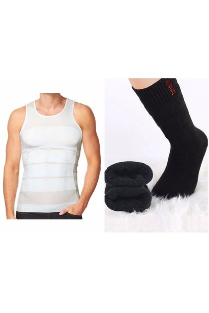 Men's Fit Corset Athlete That Gives a Triangular Body Appearance, Size 1, Reduces Size, with Thermal Socks as a Gift.