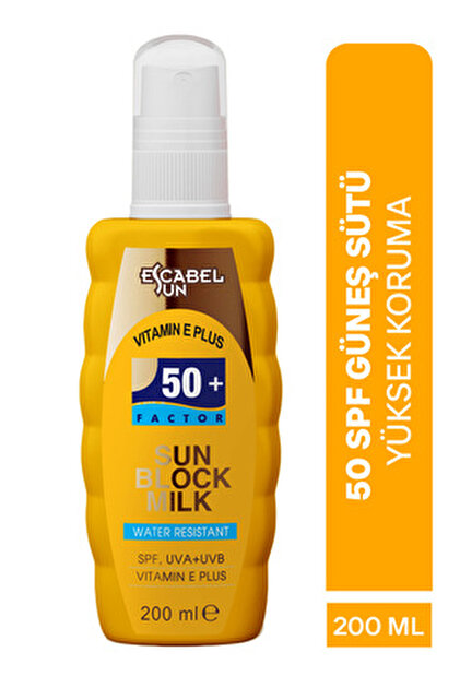 ESCABEL SUN 50+FACTOR SUN BLOCK MILK WATER RESISTANT 200ML