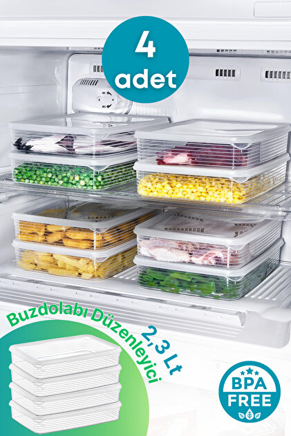 GRİMOR Life 4 Adet Derin Dondurucu Saklama Kabı Seti 2,3 Lt Şeffaf