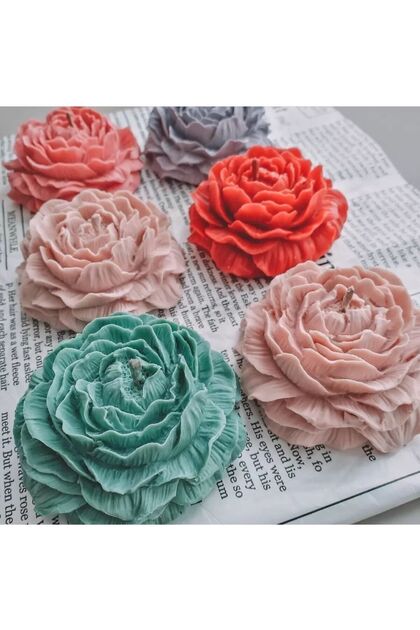 3D 14cm Large Rose Peony Flower Silicone Mold K-1299 Candle Scented Stone Soap Suitable
