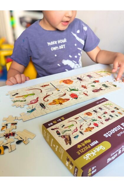 DoerKids Bugs & Insects - Böcekler Midi Puzzle | 4-9 Yaş 80 Parça