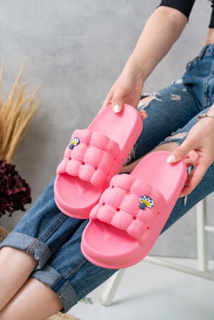 Women's Luxury Lightweight and High Sole Anti-Slip Sticker Patterned Daily Beach Sea Pool Bath Slippers with Gel