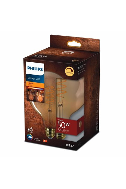 LED Dimlenebilir Amber Filament Ampul 7W 640 Lumen 2700K Sarı Işık G120 E27 (50W Eşleniği)