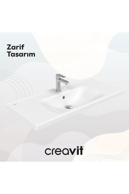 Eksen Etajerli Lavabo 100 cm Beyaz