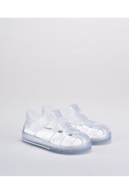 S10265-209 STAR GLITTER-CR.Girl's Sandals - Transparent