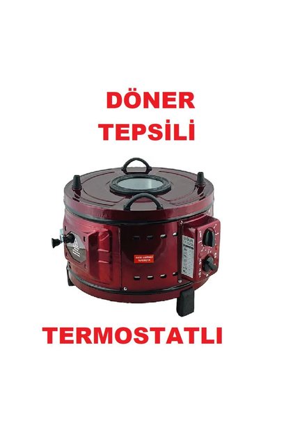 Döner Tepsili Termostatlı Üst Alt Camlı Emaye Davul Fırın 32 Lt