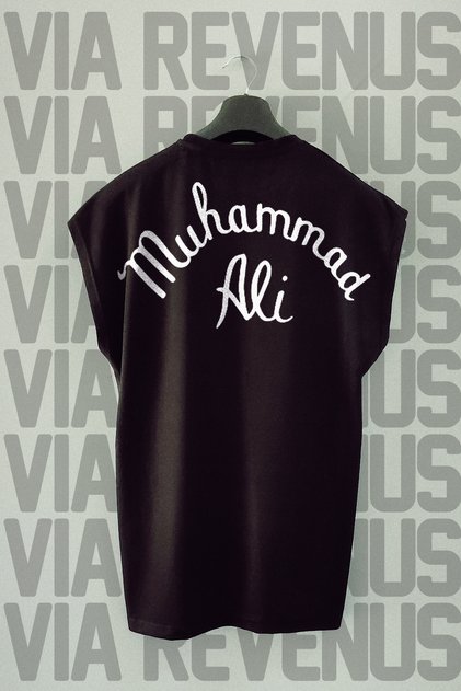 Muhammad Ali Back Printed Zero Sleeve Black Sports Tshirt