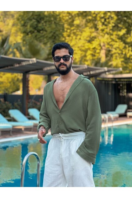 Men's Linen Oversize Wide Cut Flowy Shirt