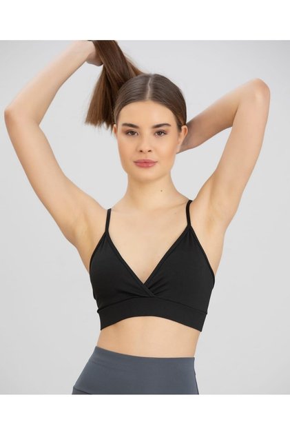 Aurafit Cross Back Deep Decolletage Sports Bra/Bustier with Strap-9026