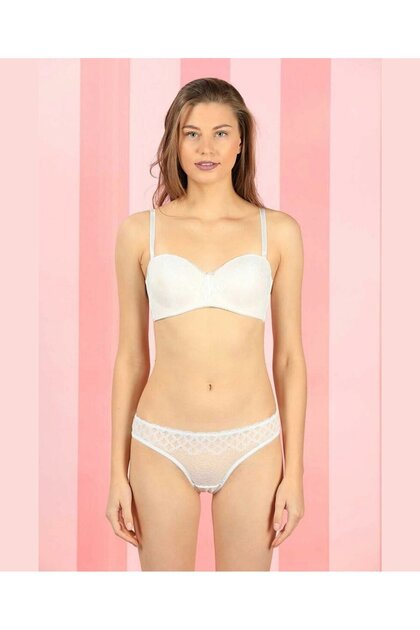 NBB Lace Supportless No Underwire Lotus Cut Bra Set -4645