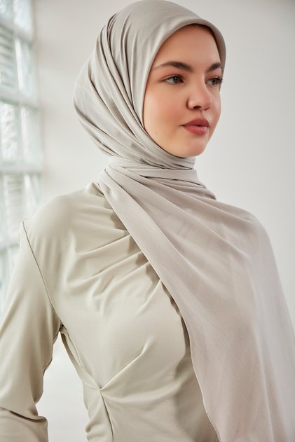 Arya Crinkle Chiffon Shawl - Cool Gray -